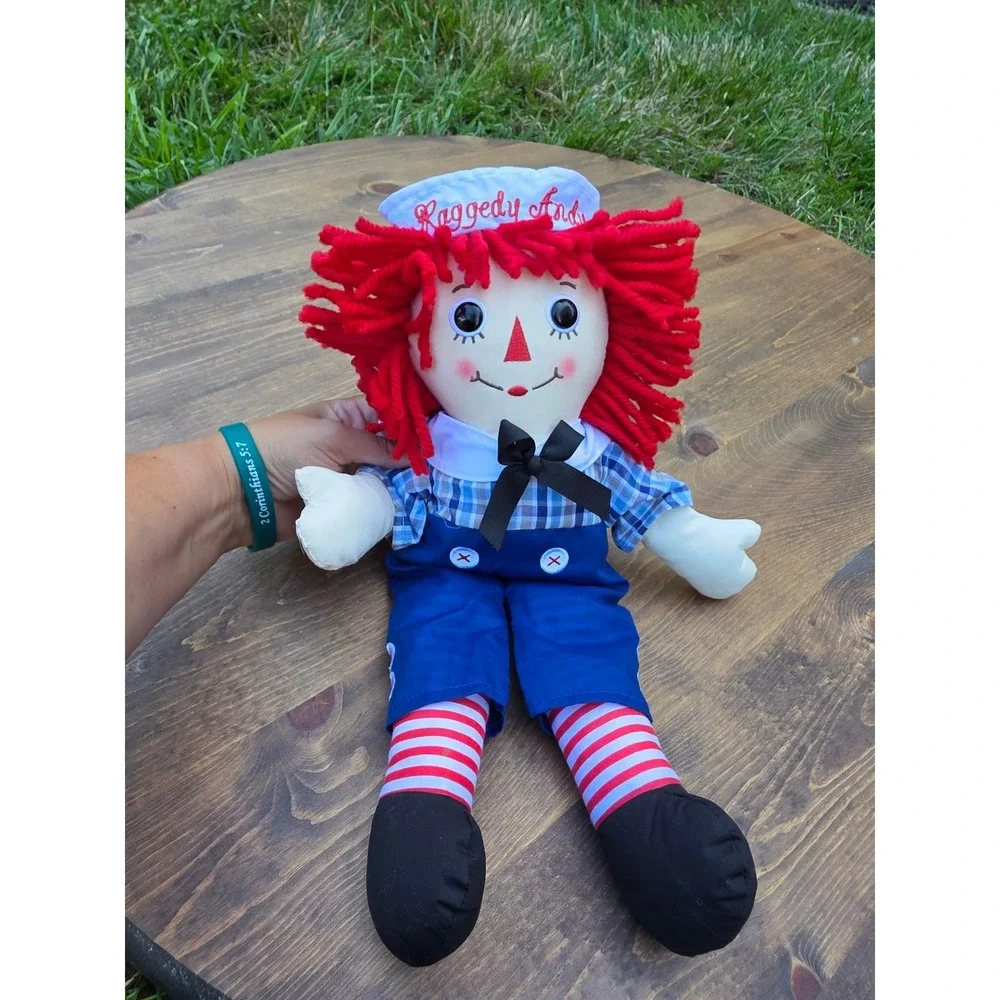 Raggedy Andy Plush Doll 17 Inch Classic Red Yarn Hair Sailor Outfit Collectible